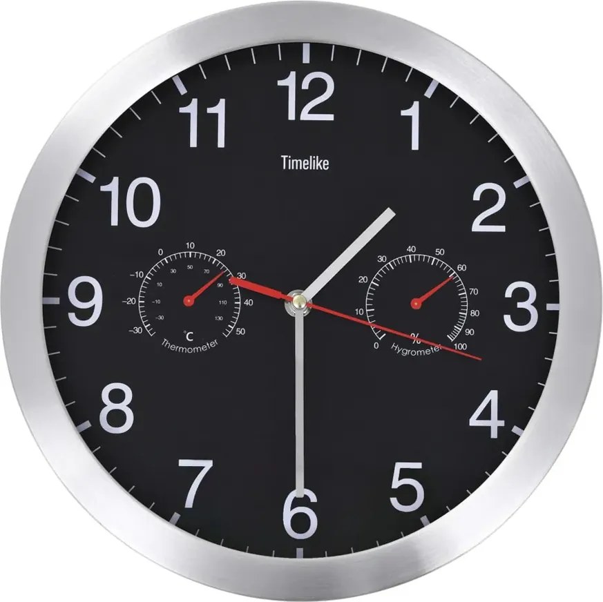Czarny okrągły zegar ścienny 30 cm F6-N03