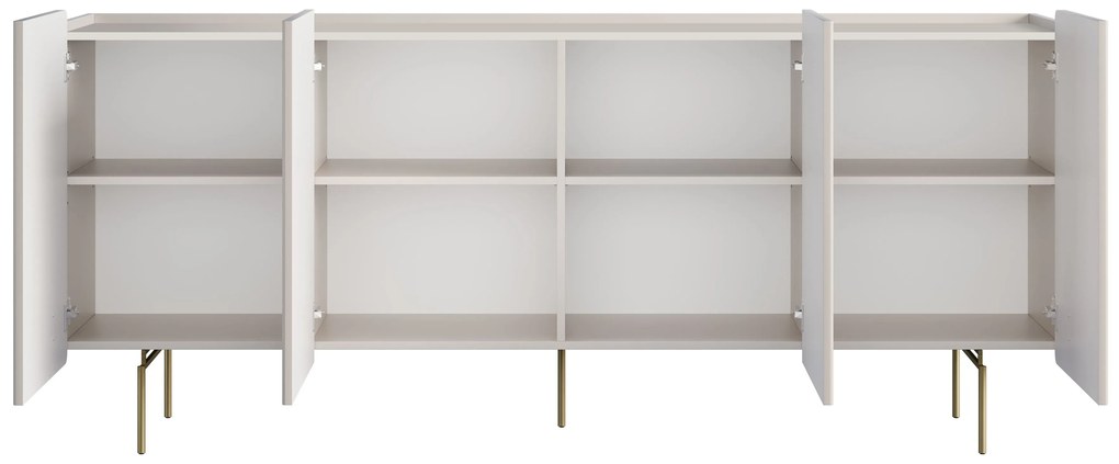 Komoda Malmi 200 cm czterodrzwiowa - kaszmir / złote nóżki