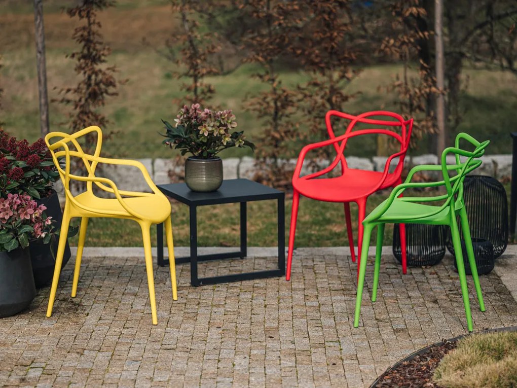 Zestaw 4 szt. plastikowych krzeseł KATO, żółty