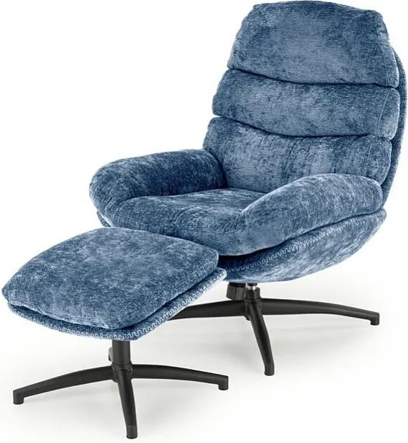 Fotel DARIO niebieski z podnóżkiem