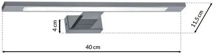 Kinkiet łazienkowy LED srebrny - N015-Zassio 40x12x4 cm