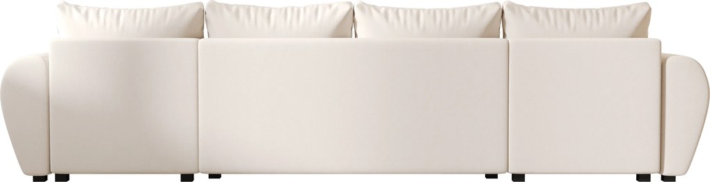 Rozkładany dwustronny zestaw wypoczynkowy w kształcie U SEVIO 311x145 cm, kremowy + 2 poduszki GRATIS