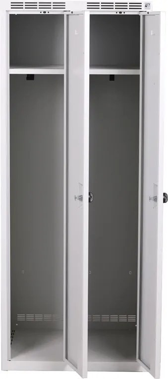 Metalowa szafka ubraniowa S7, 2-drzwiowa, 1800 x 600 x 500 mm, demontaż, zamek obrotowy, drzwi szare