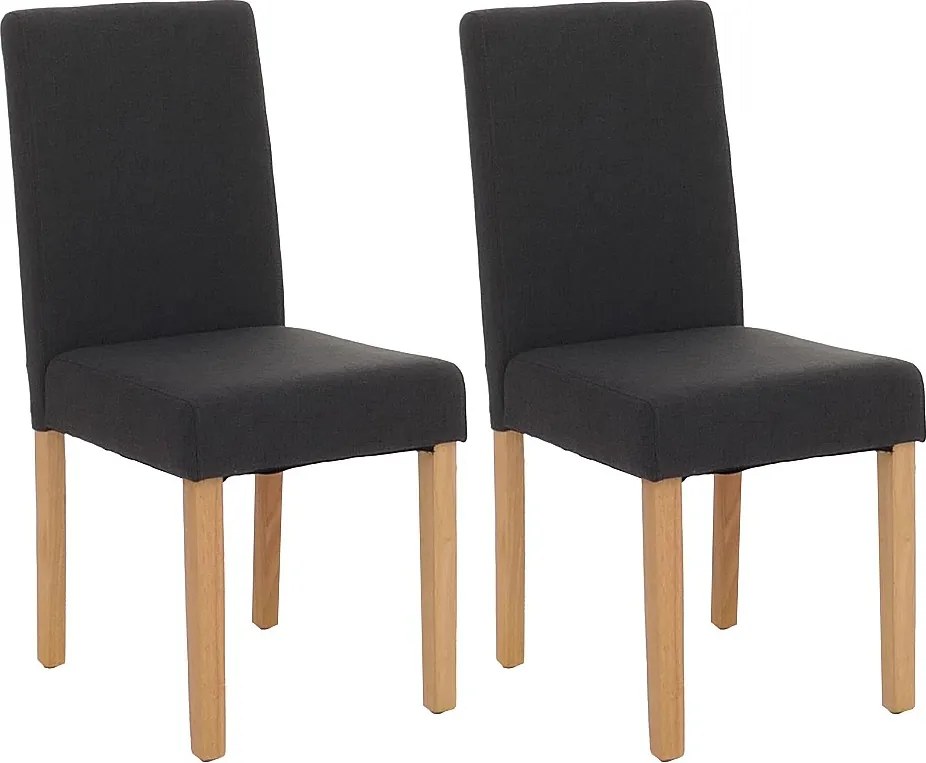 Krzesło do jadalni Littau (zestaw 2 sztuk),  tkanina, czarny, jasne nogi