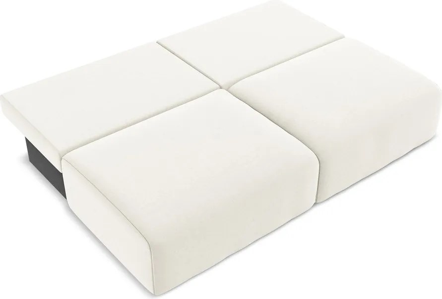 Kremowa aksamitna rozkładana/ze schowkiem sofa 216 cm Kalena – Makamii