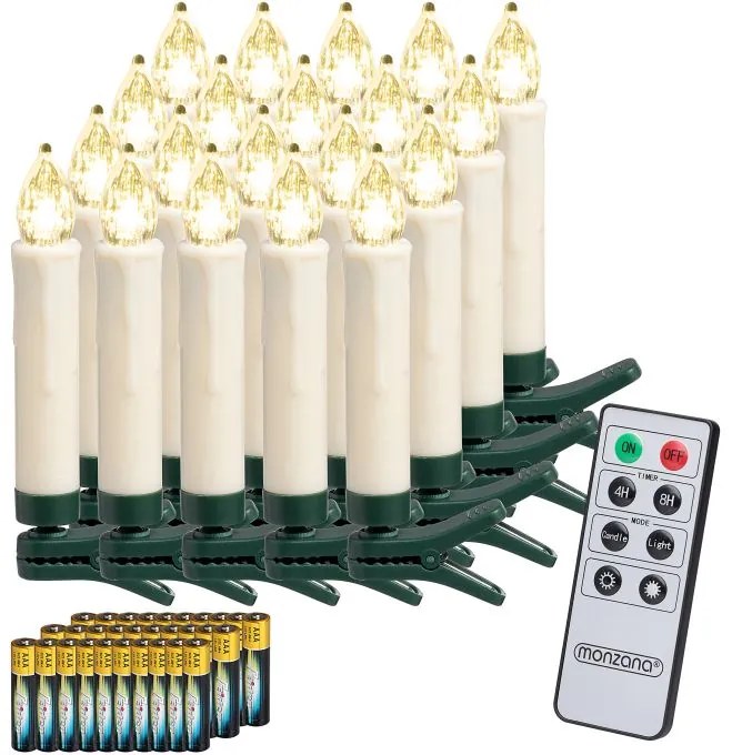 Monzana Świece na choinkę CANDLE, 20 sztuk, 10,5cm, ciepła biała