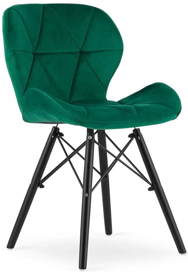 Zestaw 4 szt zielonych welurowych krzeseł P5-R75