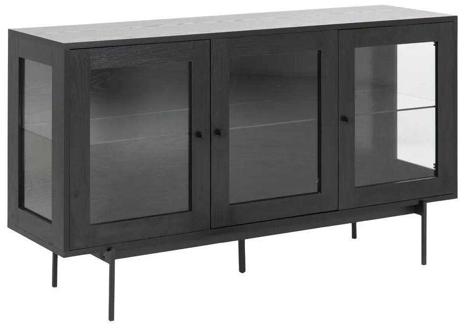 Czarna witryna w dekorze jesionu 140x82 cm Angus – Actona