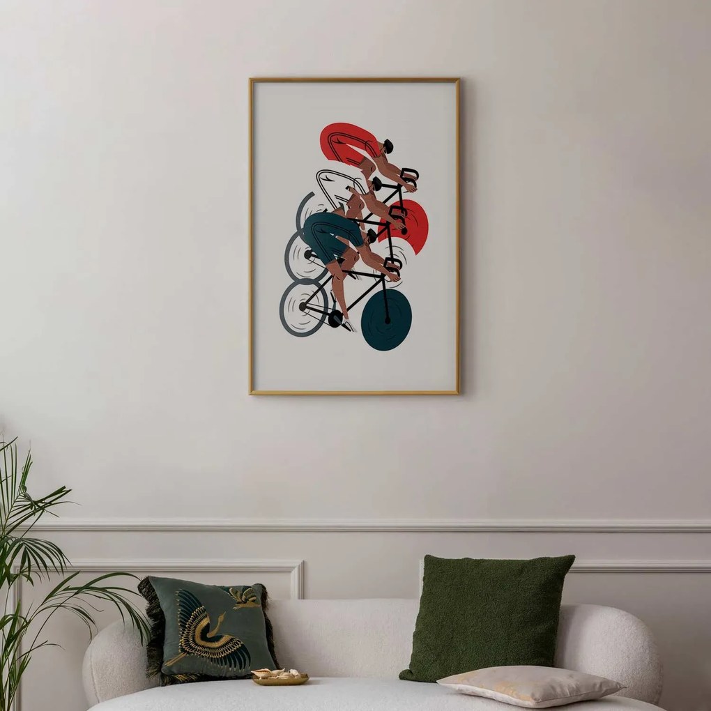 Plakat Wyścig kolarski 60x90 cm z ramą złotą bez marginesu ARTGEIST B
