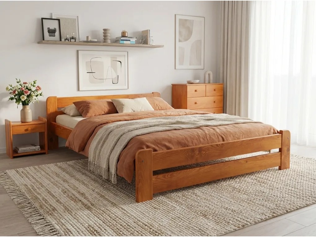 Łóżko Laura 160x200 cm, olcha Stelaż: Ze stelażem listwowym rolowanym elastycznym, Materac: Materac Sommera 18 cm