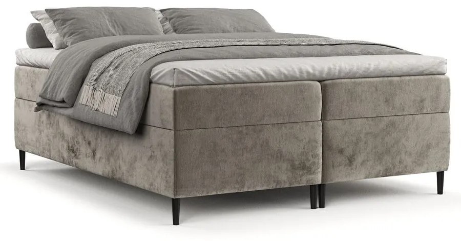 Jasnobrązowe łóżko boxspring ze schowkiem 200x200 cm Araya – Maison de Rêve