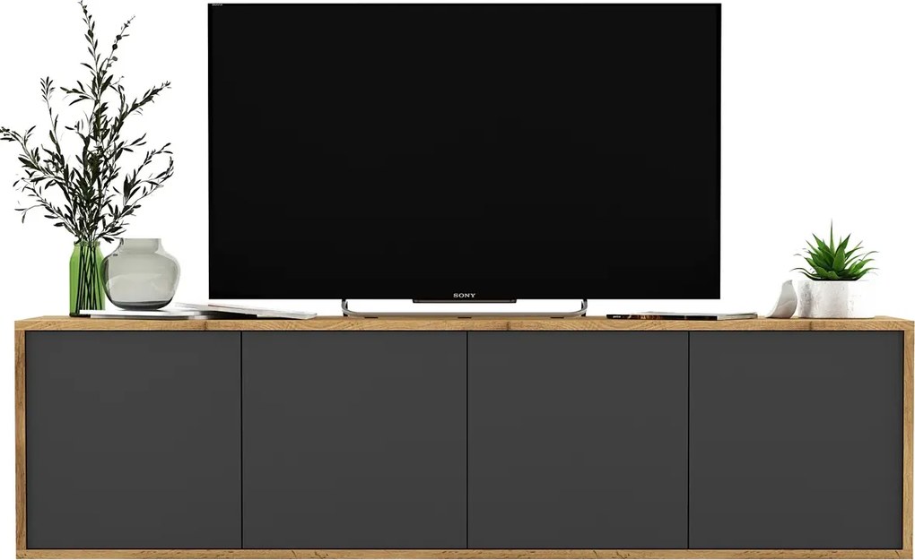 Ścienna szafka rtv dąb wotan + grafit M0-L99