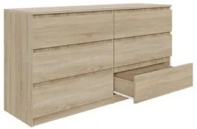 Komoda BASIC 6 szuflad – Dąb Sonoma | 140x75x40 cm