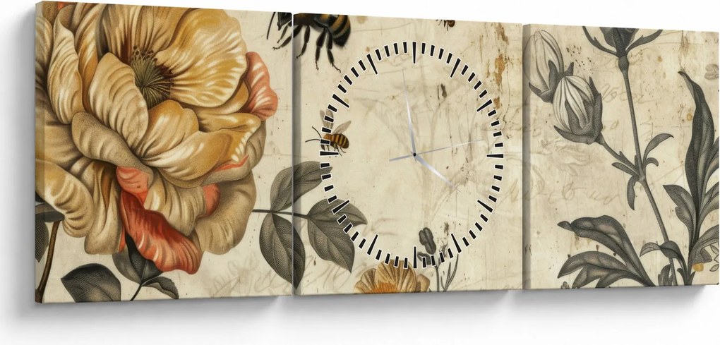 Obraz - Bee Meadow (z zegarem) (90x30 cm)