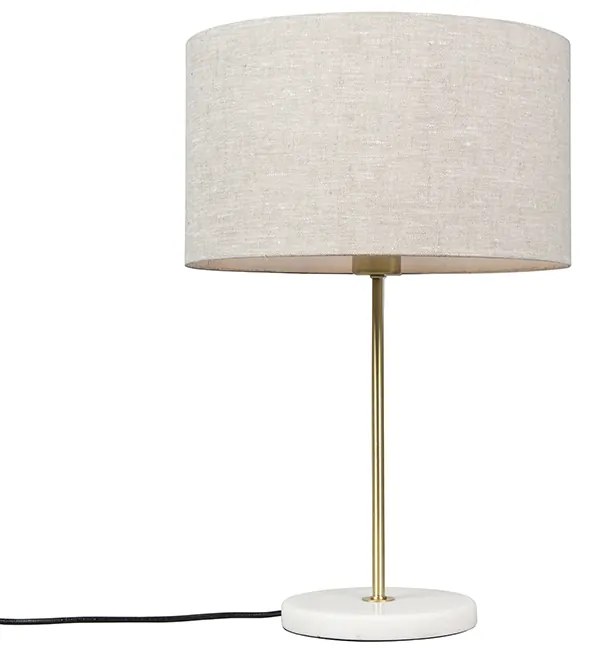 Lampa stołowa mosiądz z szarym kloszem 35 cm - Kaso Nowoczesny Oswietlenie wewnetrzne