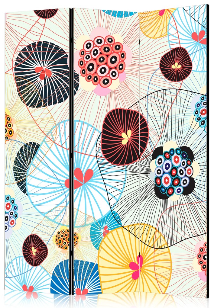 Parawan dwustronny Kwiaty 135x172 cm 3-częściowy wielokolorowy ARTGEIST B