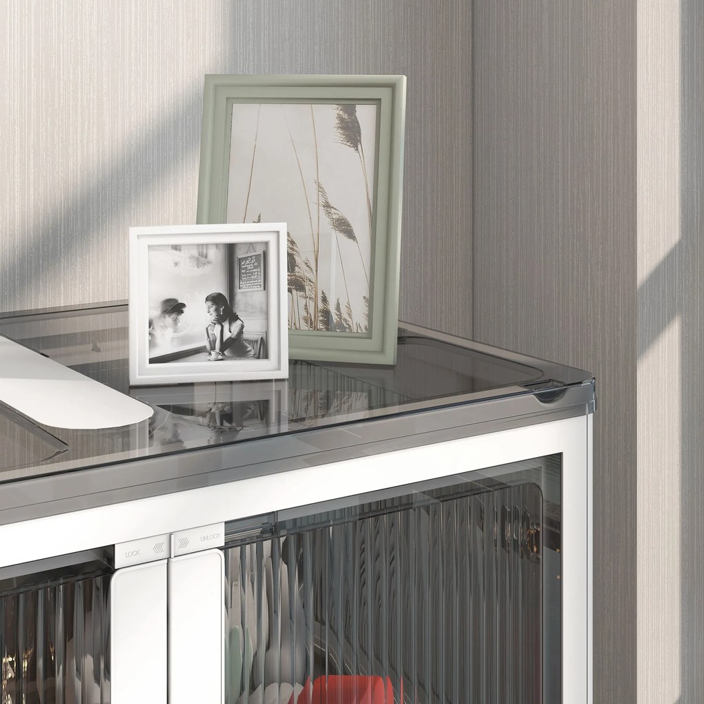 HOMCOM Pojemnik na przechowywanie 69L z kółkami Składana biała skrzynia z dostępem z 5 stron | Aosom PL