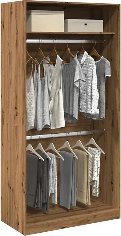 Ręcznie wykonana szafa dębowa 100x50x200 cm z drewna inżynieryjnego, kompaktowy design i 2 przestronne przegródki