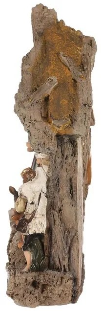 Dekoracja świąteczna Szopka z Trzema Królami i aniołem, poliresin, LED, brązowy, 20 x 23 x 7 cm