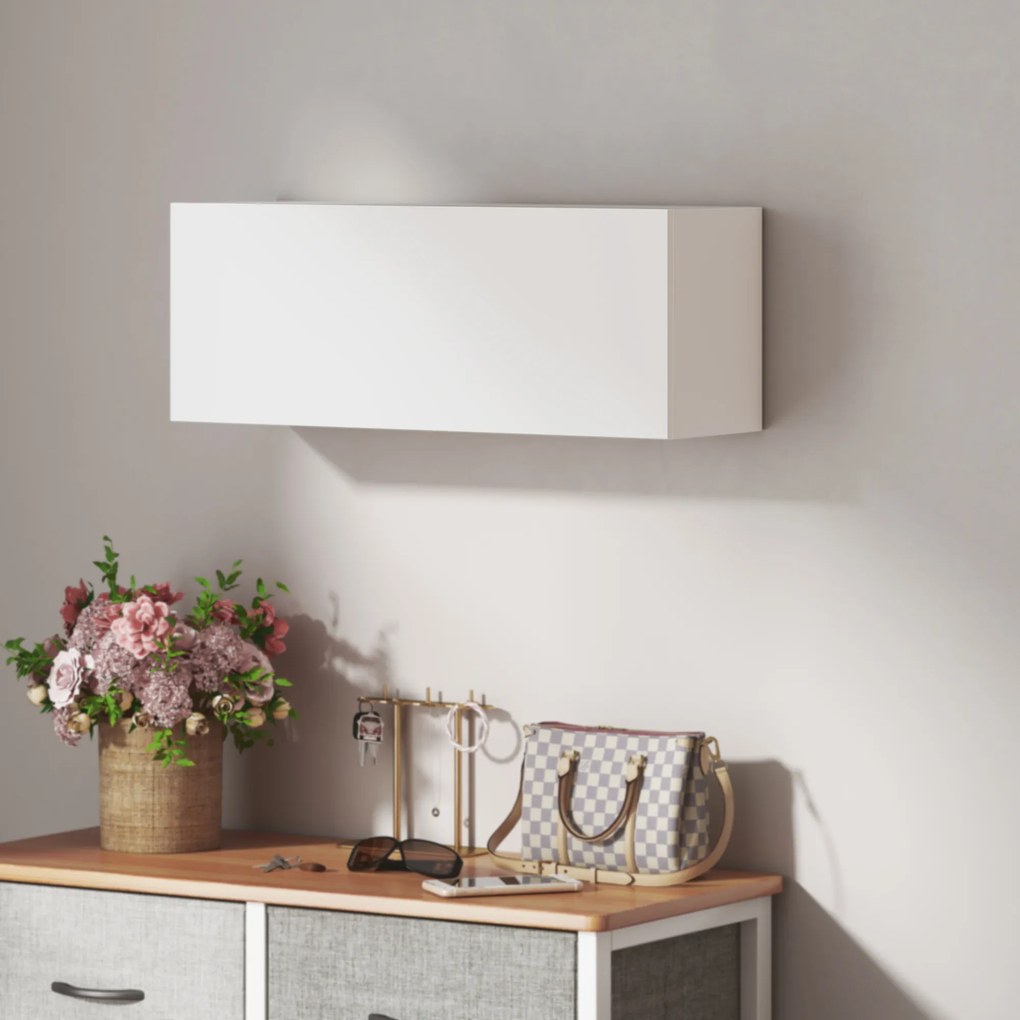 HOMCOM Szafka łazienkowa wisząca z unoszonymi drzwiami, siłownik gazowy, półka 80 x 25 x 30 cm biały