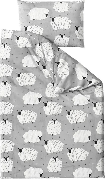 PrzytulneMieszkanie.pl PrzytulneMieszkanie.pl Pościel bawełniana SHEEP POLY szara Rozmiar pościeli: 70 x 90 cm | 140 x 220 cm