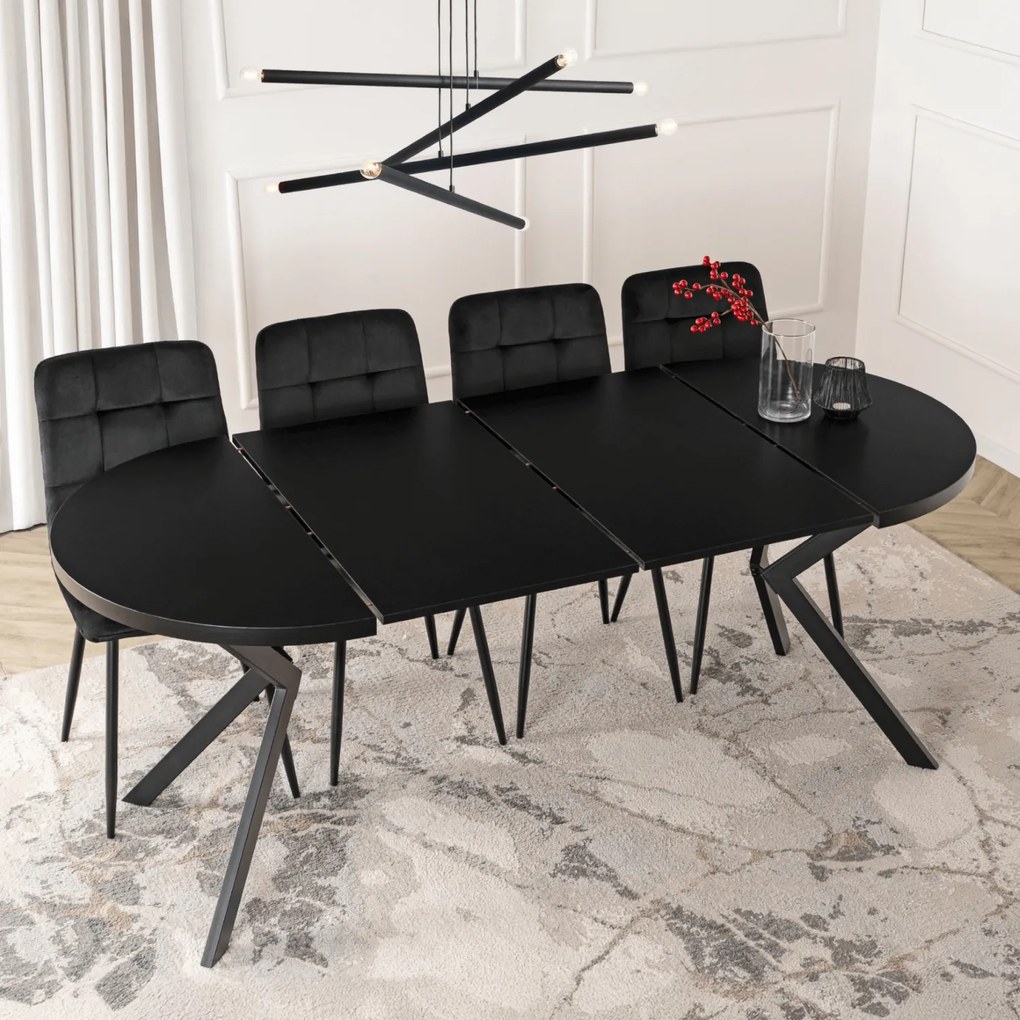 Stół Okrągły Rozkładany LUGO 90-190 cm Czarny Loft