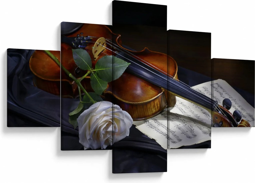 Obraz - Róże i skrzypce (125x70 cm)