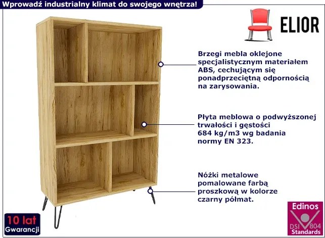 Industrialny regał na zabawki dąb craft P2-M66