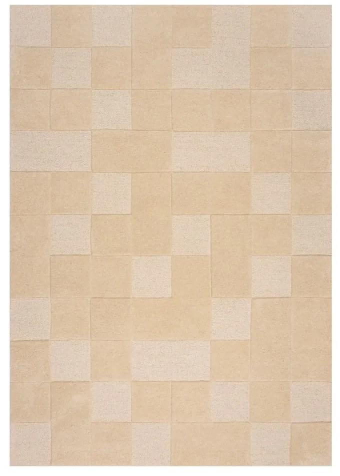 Beżowy wełniany dywan tkany ręcznie 240x340 cm Checkerboard – Flair Rugs
