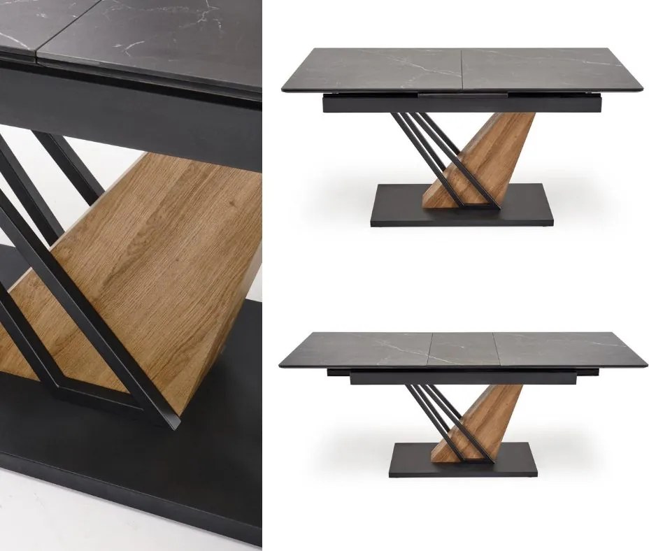 Stół z blatem ze spieku na jednej nodze Volant 160 Halmar