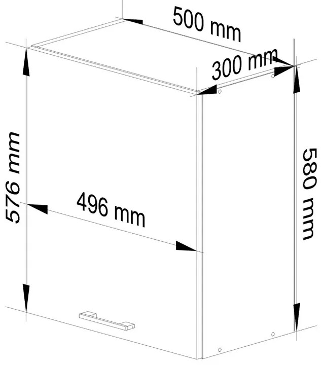 Wisząca szafka do kuchni z półkami w kolorze beton - Poli 24X