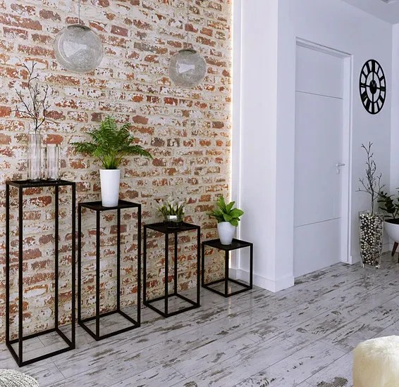 Czarny stojak na kwiaty w stylu industrialnym S4-T80