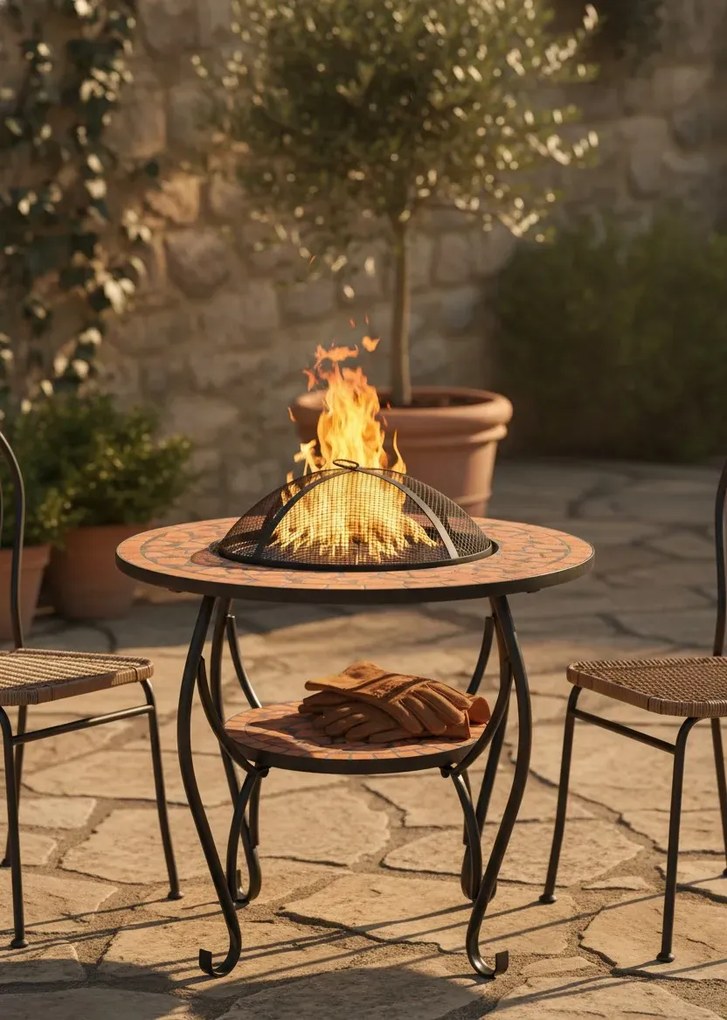 Okrągłe palenisko ogrodowe w kolorze terakoty H5-M68