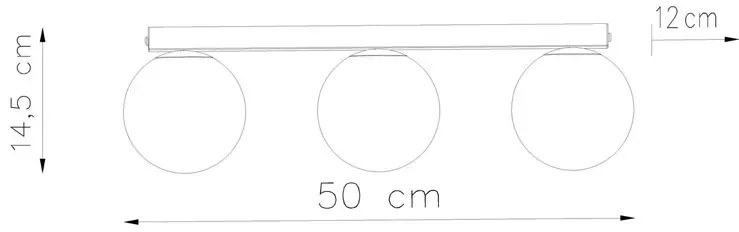 Biała listwa sufitowa 3 szklane kule - 4X A165 H9-G10