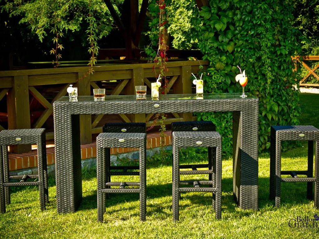 Ekskluzywny zestaw barowy (wysoki stół + 6 hokerów) GENIALE czarny