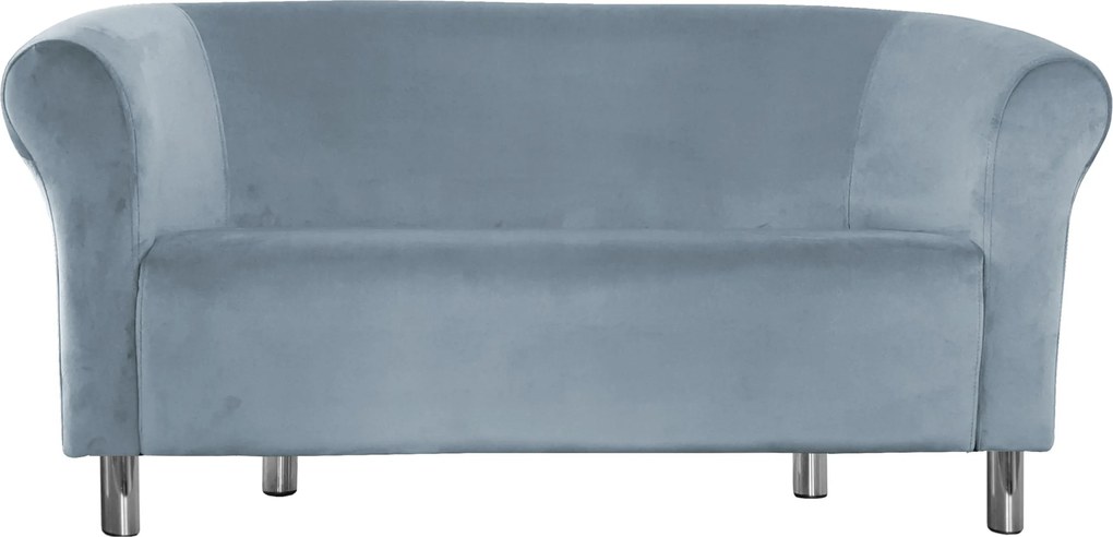 Sofa Milo tkanina Welur : Kolor nogi - Chrom, Kolor tkaniny - VELVET - BL06, Typ tkaniny - Velvet, Wysokość nogi - 15 cm