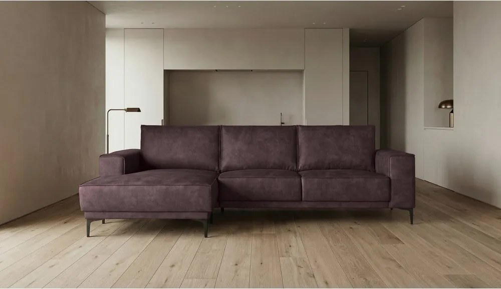 Ciemnobrązowy narożnik z imitacji skóry (lewostronny) Copenhagen – Scandic