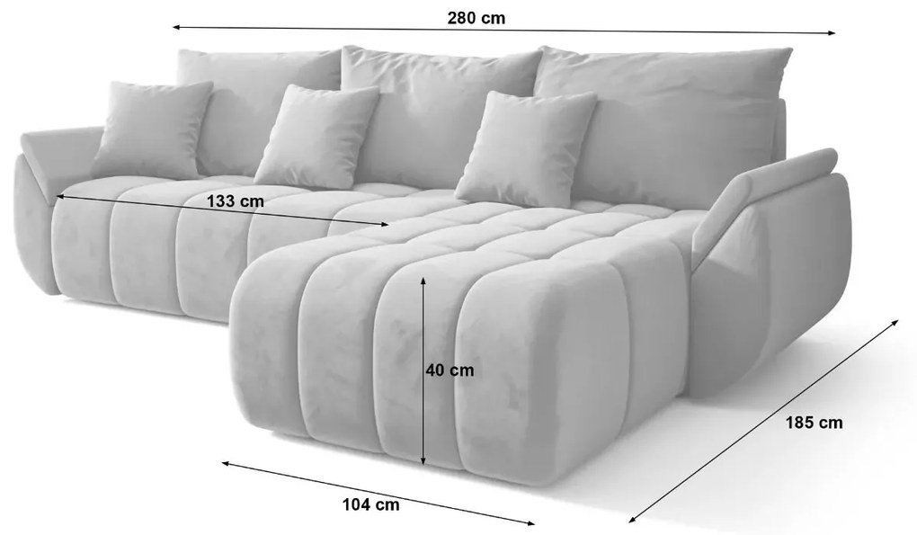 Czarna welurowa sofa z pojemnikiem na pościel - Ogebis