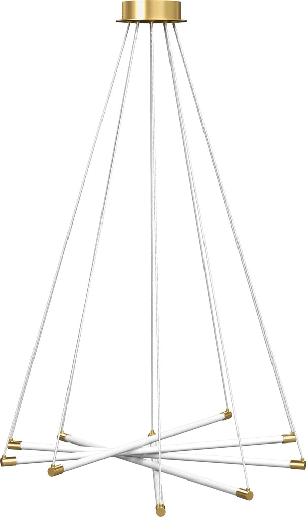 HOMCOM Lampa sufitowa LED, 50W, 5 regulowanych rur świetlnych, regulowana, lampa sufitowa do salonu, jadalni, kuchni, Złoty+Biały