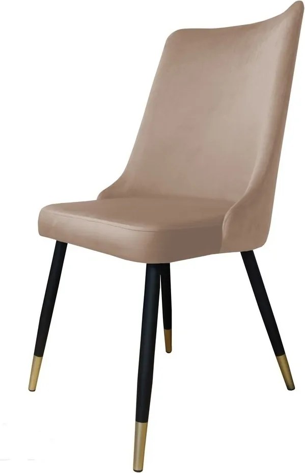Krzesło Victor tkanina Welur noga metalowa krzesło tapicerowane premium : Kolor nogi - Czano-złota stożek, Kolor tkaniny - VELVET - MG06, Typ siedziska - Siedzisko stałe