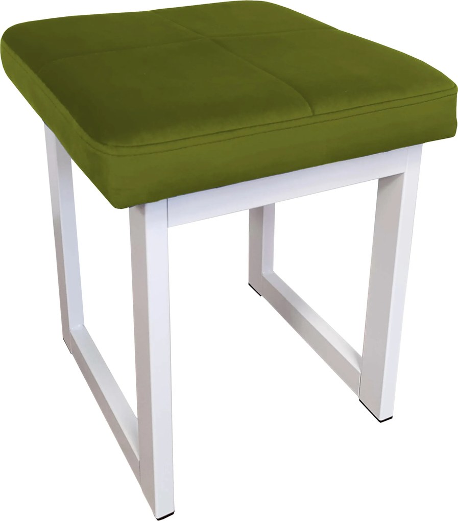 Taboret SOLID tkanina Welur stelaż metalowy STOŁEK LOFT : Kolor Stelaża - Biały, Kolor tkaniny - VELVET - BL75, Typ tkaniny - Velvet, Wysokość - 45 cm