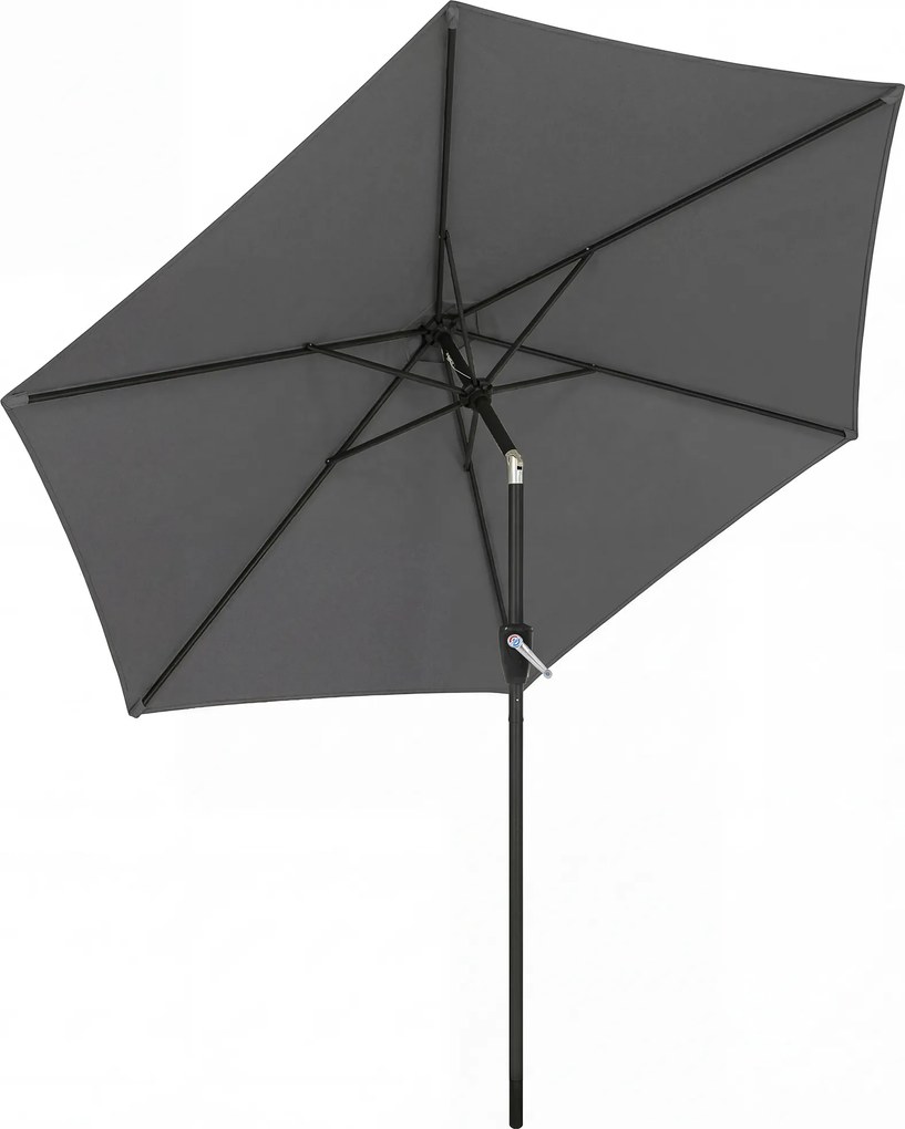 Outsunny Parasol Ø270 cm Regulowany Balkonowy z Korbką UV 50+ Ogrodowy Ciemnoszary | Aosom PL