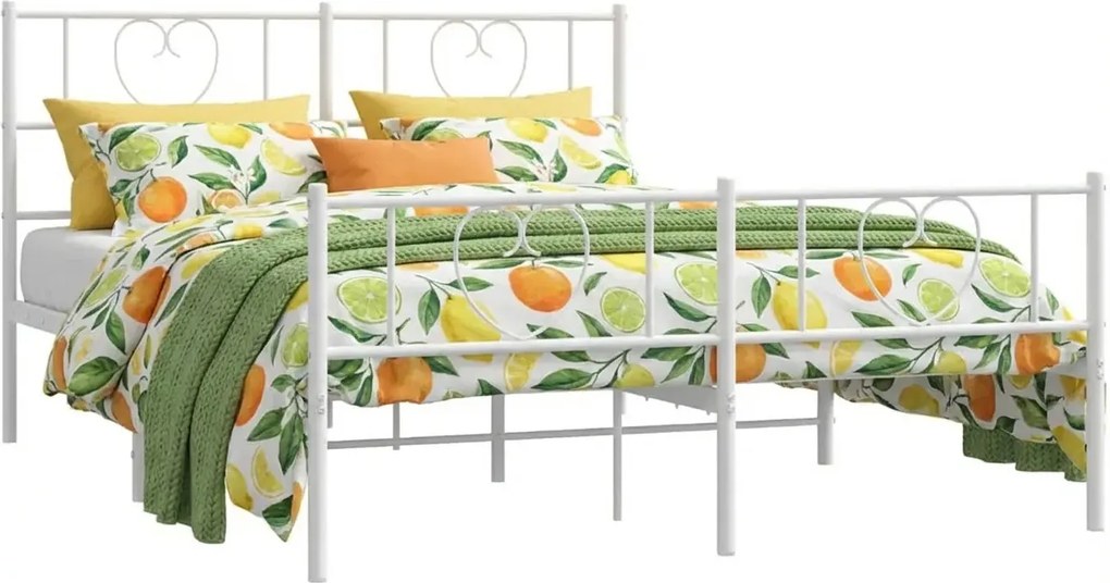 Białe metalowe łóżko małżeńskie 140x200 cm W0-N28