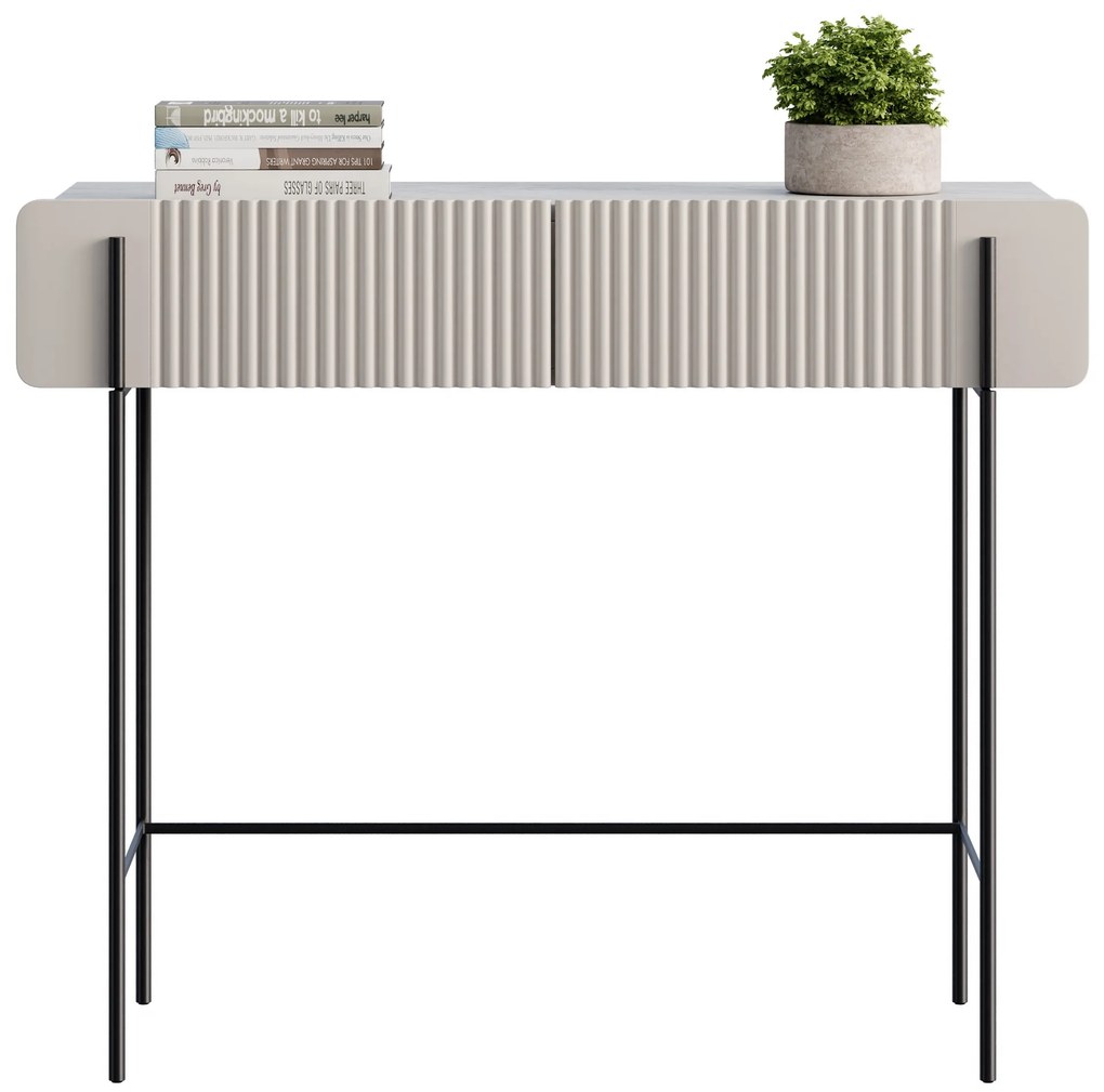 Toaletka Malmi 100 cm z szufladami - kaszmir / crema bianca / czarne nóżki