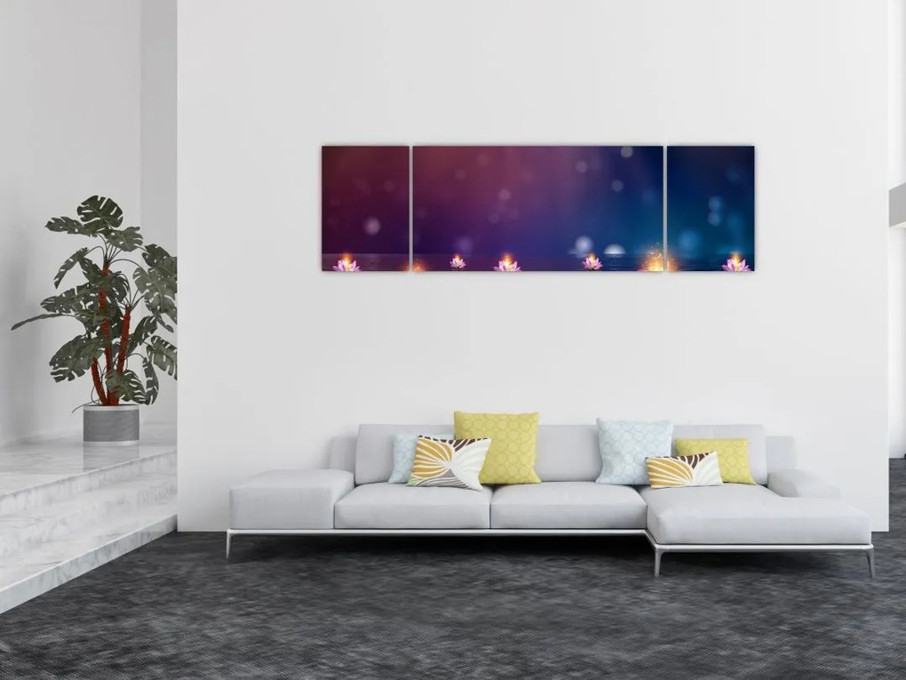 Obraz - Magiczne lilie wodne (170x50 cm)