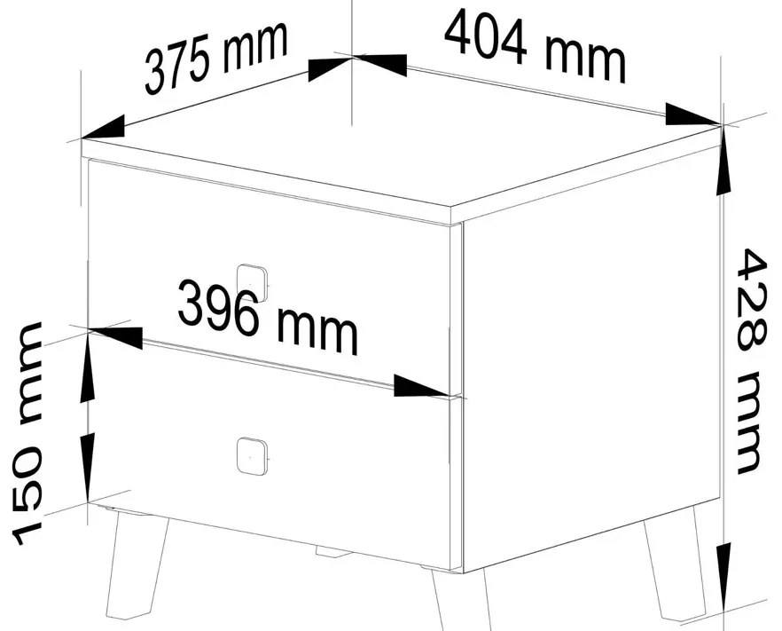 Kaszmirowa szafka nocna z 2 szufladami - Adeks 7X