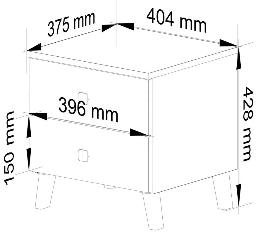 Kaszmirowa szafka nocna z 2 szufladami - Kasiv 7X