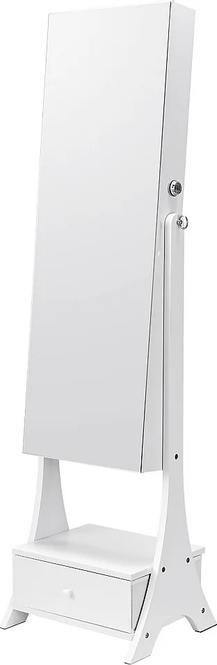 Szafka na Biżuterię SucceBuy Stojąca Szafka Lustrzana, Przechowywanie, Kompletna, Biała