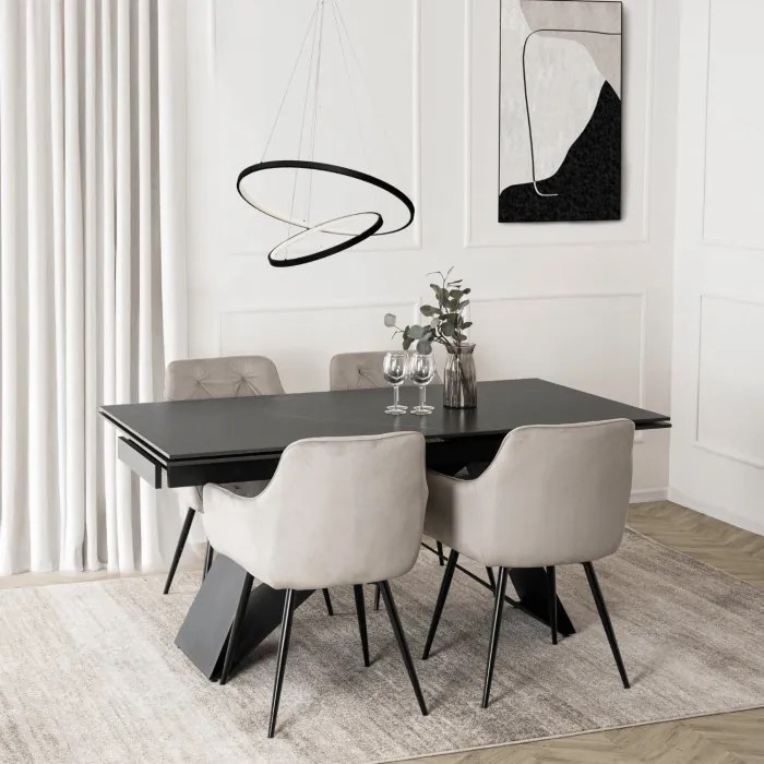 Krzesło Tapicerowane do Salonu MODESTO Szare Welurowe Nowoczesne Loft