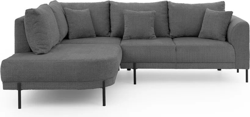 Ciemnoszary narożnik z tkaniny szenilowej (lewostronny/w kształcie litery L) Mauris – Ropez